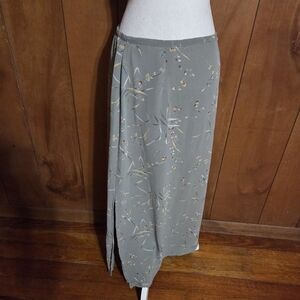 Vintage Katie Lee Green Floral Cottagecore Maxi Skirt Size 12